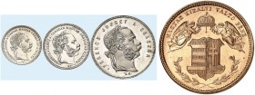 EUROPA. UNGARN. Franz Joseph I., 1848-1916. 
Lot von 4 Stück: 4, 10, 20 Kreuzer, 1 Forint 1868, Kremnitz, Neuprägungen. kl. Kr., St, EA