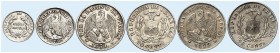 ÜBRIGES AUSLAND. CHILE. - Republik seit 1818. 
Lot von 6 Stück: 20 Centimos 1874, 1878, 1880, 1892, 1 Decimo 1879, 1/2 Decimo 1892 (aus 1872). KM 138...