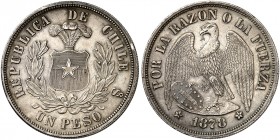 ÜBRIGES AUSLAND. CHILE. - Republik seit 1818. 
1 Peso 1878. Ray. 15, KM 142.1 min. Rdf., vz