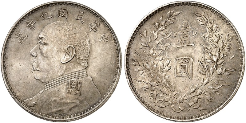 ÜBRIGES AUSLAND. CHINA. - Volksrepublik seit 1911. 
1 Dollar Jahr 9 = 1920. Dav...