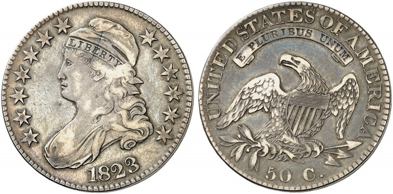 ÜBRIGES AUSLAND. USA. 
½ Dollar 1823, Liberty Capped Bust Type. Cr. 32 ss+