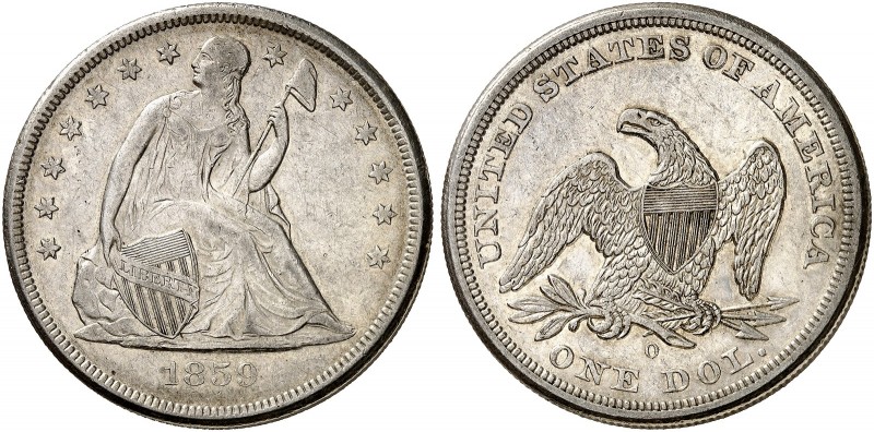 ÜBRIGES AUSLAND. USA. 
1 Dollar 1859 O, Liberty Seated Type. Yeo. 11 ss - vz