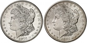 ÜBRIGES AUSLAND. USA. 
Lot von 2 Stück: 1 Dollar 1879 S, 1881 S, Morgan Type. Yeo. 18 vz - St, vz