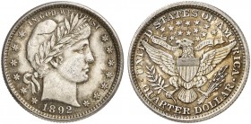 ÜBRIGES AUSLAND. USA. 
¼ Dollar 1892 Liberty Head Type. Yeo. 16 schöne Patina, vz+