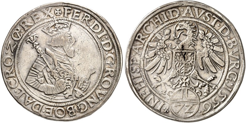 Ferdinand I., 1521-1564. 
Taler zu 72 Kreuzer 1556, Hall. Dav. 8027, Voglh. 48 ...