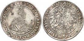 Ferdinand I., 1521-1564. 
½ Taler zu 36 Kreuzer 1557, Hall. M. / T. 127 kl. Sfr., ss