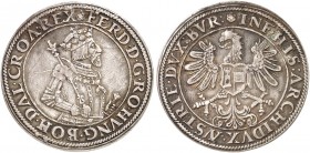 Ferdinand I., 1521-1564. 
Taler o. J. (posthum, 1573-1576), Hall. Dav. 8030, Voglh. 39 / I, M. / T. 217 Kr., ss