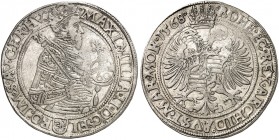 Maximilian II., 1564-1576. 
Guldentaler zu 60 Kreuzer 1568, Prag. Dav. 46 , Voglh. 75 / II l. Prägeschwäche, vz