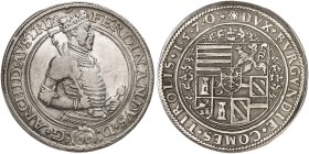 Erzherzog Ferdinand I., 1564-1595. 
Guldentaler zu 60 Kreuzer 1570, Hall. Dav. 52, Voglh. 90 / III, M. / T. 201 ss