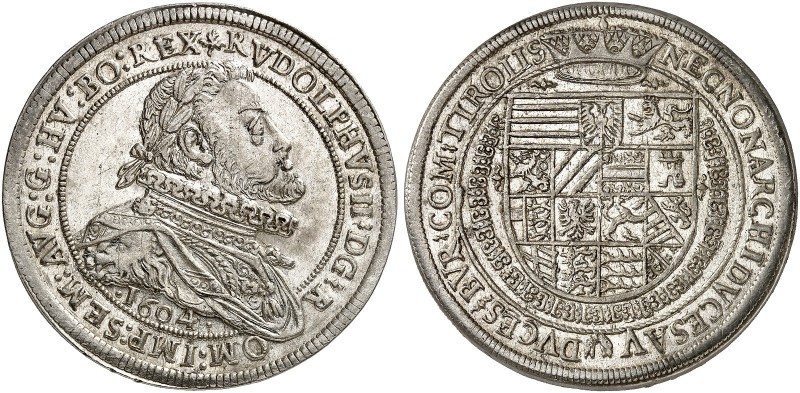 Rudolph II., 1576-1612. 
Taler 1604, Hall. Dav. 3005, Voglh. 96 / III, M. / T. ...