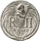 Rudolph II., 1576-1612. 
Einseitige Zinnmedaille o. J. (unsigniert, 33,8 mm). Brustbild über Monogramm in Palmzweigen. Ss