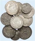 Ferdinand II., 1619-1637. 
Lot von 12 Stück: Pfennig, Gröschel (2x), 1, 3 Kreuzer (8x), diverse Jahrgänge und Münzstätten. S - ss, ss