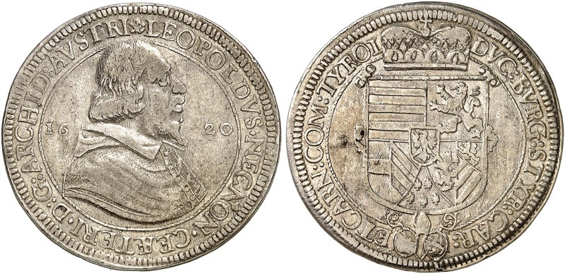 Erzherzog Leopold V., 1619-1632. 
Taler 1620, Hall, mit Stempelfehler CEAETERI....