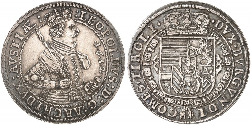 Erzherzog Leopold V., 1619-1632. 
Taler 1632, Hall. Dav. 3338 A, Voglh. 183 / I...