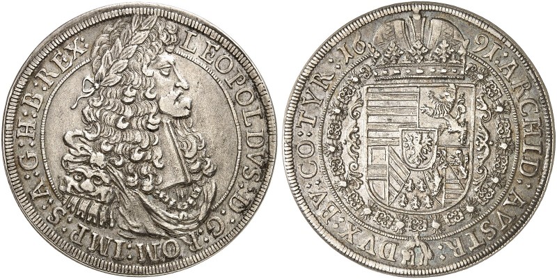 Leopold I., 1657-1705. 
Taler 1691, Hall. Dav. 3243, Voglh. 221 / IV, Her. 635,...