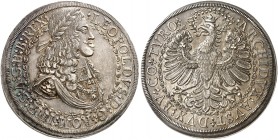 Leopold I., 1657-1705. 
Doppeltaler o. J., Hall. Dav. 3247, Her. 569, M. / T. 708 schöne Patina, vz - St