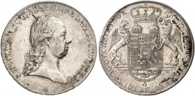 Leopold II., 1790-1792. 
Taler 1790, Wien, mit Titel König von Ungarn und Böhmen. Dav. 1171, Voglh. 299, Her. 32 ss - vz
