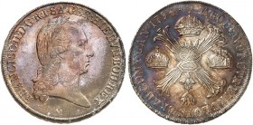 Franz II. (I.), 1792-1835. 
Kronentaler 1794, Mailand. Dav. 1390, Voglh. 307, Her. 489 Patina, min. Justiert, vz