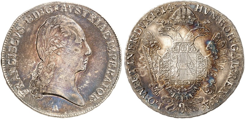 Franz II. (I.), 1792-1835. 
½ Taler 1814, Wien. Her. 399 ss - vz