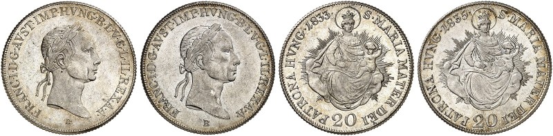 Franz II. (I.), 1792-1835. 
Lot von 2 Stück: 20 Kreuzer 1833, 1835, Kremnitz. H...