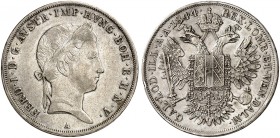 Ferdinand I., 1835-1848. 
½ Taler 1844, Wien. Her. 160 kl. Rdf., ss
