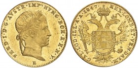 Ferdinand I., 1835-1848. 
Dukat 1847, Karlsburg. Friedb. 226, Her. 53, Schlumb. 297 Gold kl. Rdf., vz / vz - St