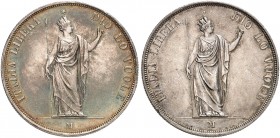 Aufstand in Mailand. 
Lot von 2 Stück: 5 Lire 1848, Mailand. Dav. 206, Pagani 213, Her. 3 ss