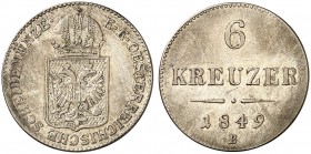 Franz Joseph I., 1848-1916. 
6 Kreuzer 1849, Kremnitz. Her. 755 R ! f. Kr., ss - vz