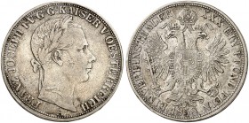 Franz Joseph I., 1848-1916. 
Vereinstaler 1858, Wien. Thun 445, Dav. 21, Her. 443 ss