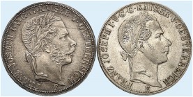 Franz Joseph I., 1848-1916. 
Lot von 2 Stück: Vereinstaler 1865, 1867, Karlsburg. Thun 447, Dav. 21, Her. 465, 480 ss, kl. Rdf., vz