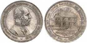 Franz Joseph I., 1848-1916. 
Gedenktaler 1877, Wien, Eröffnung des Carl-Ludwig-Hauses auf der Raxalpe. Thun 462, Dav. 30, Her. 828 nur 100 Expl. Gepr...