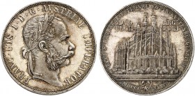 Franz Joseph I., 1848-1916. 
Gedenkdoppelgulden 1887, Kuttenberg. Thun 467, Dav. 33, Her. 825 RR ! kl. Kr., vz