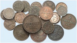 Franz Joseph I., 1848-1916. 
Lot von 28 Stück: Diverse Kupfermünzen unterschiedlicher Jahrgänge und Münzstätten, u. a. 1 Kreuzer 1851, Karlsburg, 187...
