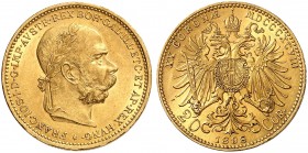 Franz Joseph I., 1848-1916. 
20 Kronen 1898, Wien. Friedb. 504, Her. 334, Schlumb. 632 Gold vz