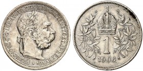 Franz Joseph I., 1848-1916. 
1 Krone 1906, Wien. Her. 799 Rdf., ss