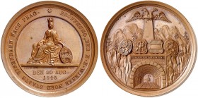 BÖHMEN. Medaille. 
Bronzemedaille 1845 (von Roth u. Ekhart, 44,3 mm), auf die Eröffnung der Eisenbahnstrecke Olmütz- Prag. Stadtgöttin von Prag / Obe...