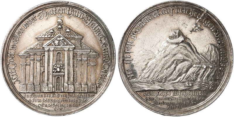 ANHALT - ZERBST. Carl Wilhelm, 1667-1718. 
Silbermedaille 1696 (von Chr. Wermut...