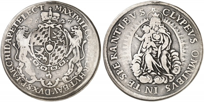 BAYERN. Maximilian I., 1598-1651. 
½ Taler 1627. Witt. 910, Hahn 104 min. Hksp....