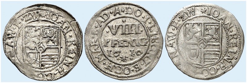 HANAU - LICHTENBERG. Johann Reinhard I., 1599-1625. 
Lot von 3 Stück: Ähnlich w...