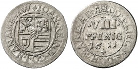 HANAU - LICHTENBERG. Johann Reinhard I., 1599-1625. 
Albus zu 8 Pfennig 1611. Suchier 422 ss+