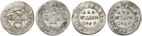 HANAU - MÜNZENBERG. Philipp Ludwig II., 1580-1612. 
Lot von 2 Stück: Albus zu 8 Pfennig 1609, Hanau. Suchier 45 Doppelschlag (1x), ss