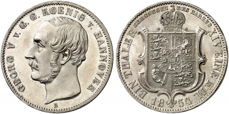 HANNOVER. Georg V., 1851-1866. 
Ausbeutetaler 1854 B. Thun 170, AKS 158, J. 86 ...