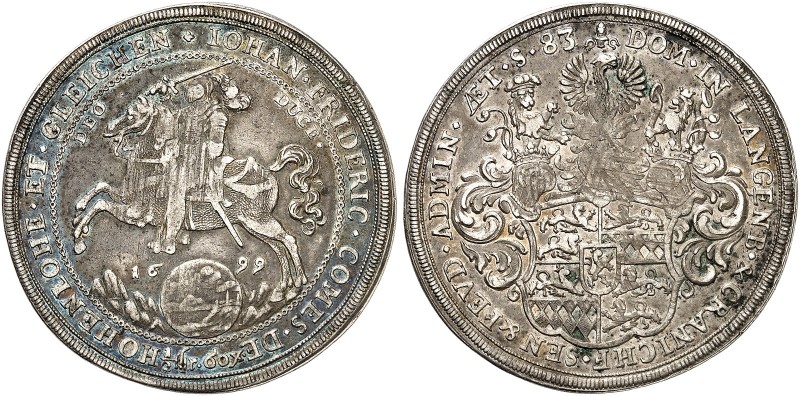 HOHENLOHE - NEUENSTEIN - ÖHRINGEN. Johann Friedrich I., 1676-1702. 
½ Taler 169...