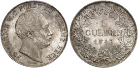 HOHENZOLLERN - HECHINGEN. Friedrich Wilhelm Constantin, 1838-1849. 
1 Gulden 1843. AKS 4, J. 5 PCGS MS 64+, St