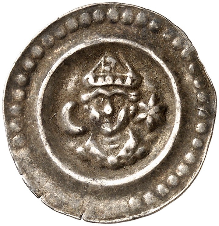 KONSTANZ. - Bistum. Heinrich II. Von Klingenberg, 1293-1306. 
Brakteat. Brustbi...