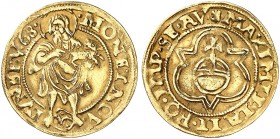 LÜNEBURG. - Stadt. 
Goldgulden 1568, mit Titel Maximilian II. Friedb. - , Mader 231 A/C Gold, RRR ! zweites bekanntes Expl. ! ss