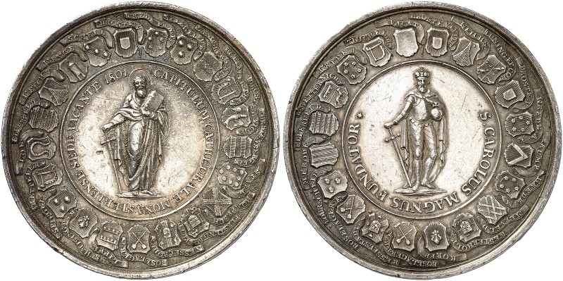 MÜNSTER. - Bistum. Sedisvakanz 1801. 
Silbermedaille 1801 (von Loos, 55,9 mm). ...