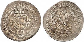 NÜRNBERG. - Stadt. 
½ Schilling o. J. (1465-1467). Kellner 111, Slg. Erl. 79 ss - vz