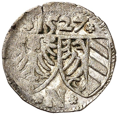 NÜRNBERG. - Stadt. 
Pfennig 1527. Kellner 134, Slg. Erl. 168 ss - vz