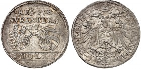 NÜRNBERG. - Stadt. 
Guldentaler zu 60 Kreuzer 1560, mit Titel Ferdinand I. Dav. 80, Kellner 141, Slg. Erl. 180 ss+